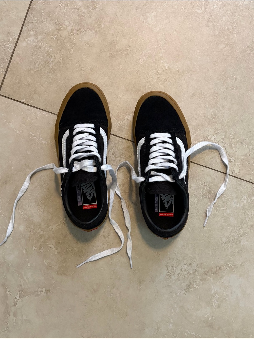 Vans Black and White Skate Old Skool with Gum Sole